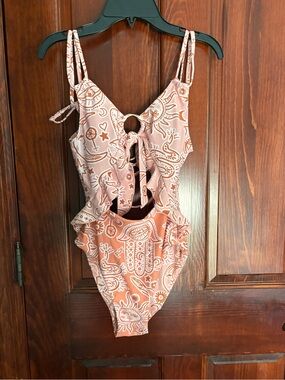 Reign Pink Paisley Tie-Front One-Piece